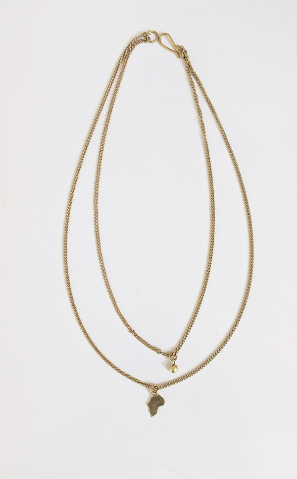 Necklace: #7882 Brass Double Charm