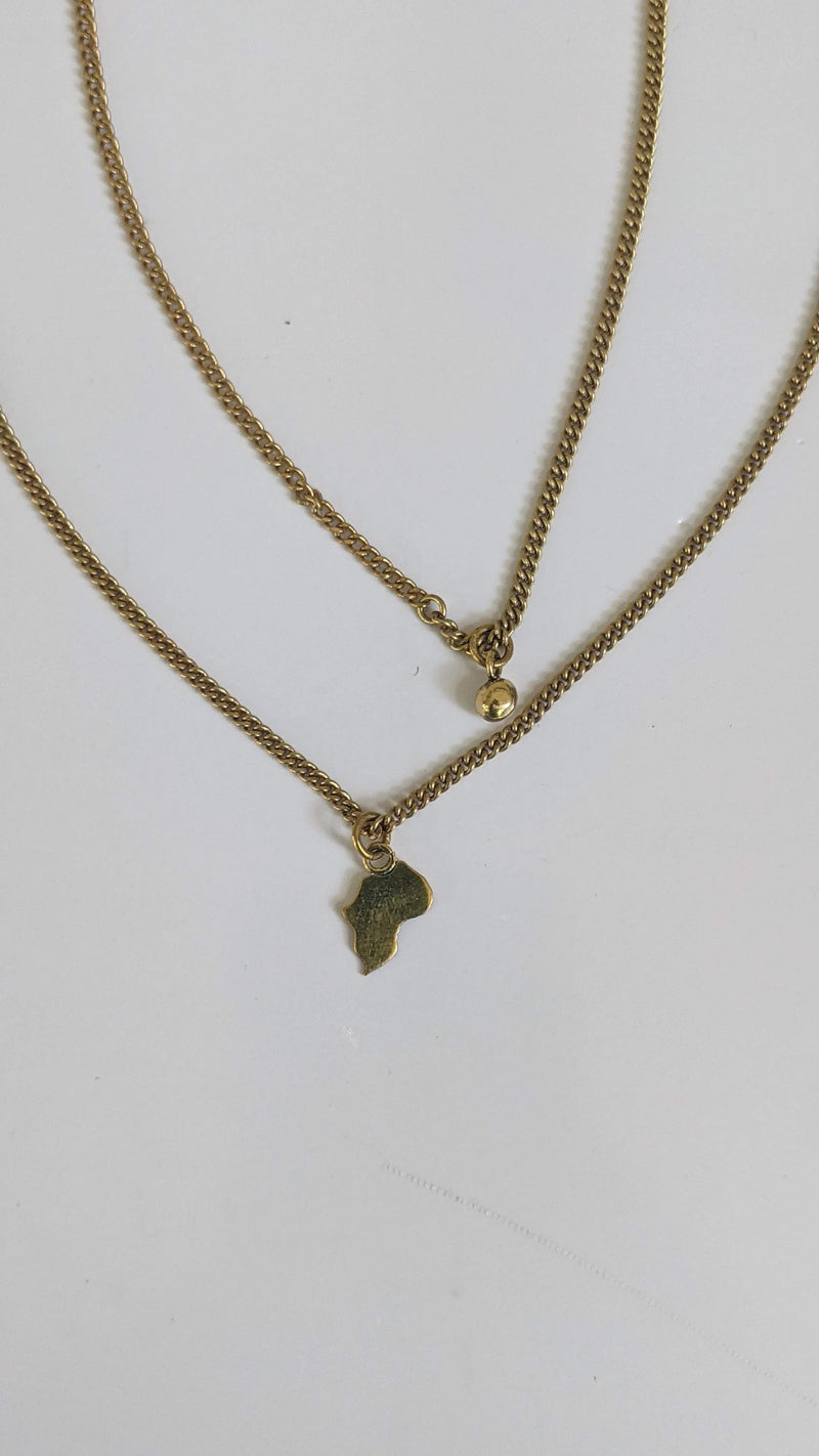 Necklace: #7882 Brass Double Charm