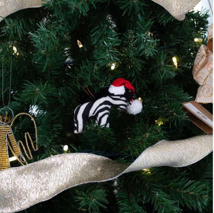 Ornament: #3276 Zebra Ornament with Hat