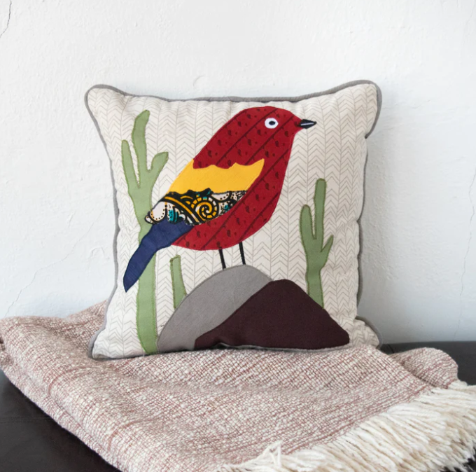 Pillow: #2326 With Form, #2872 W/O Form Bird Cactus Pillow