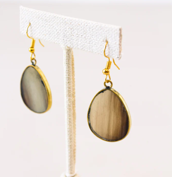 Earrings: #7862 Horn Oval Drop