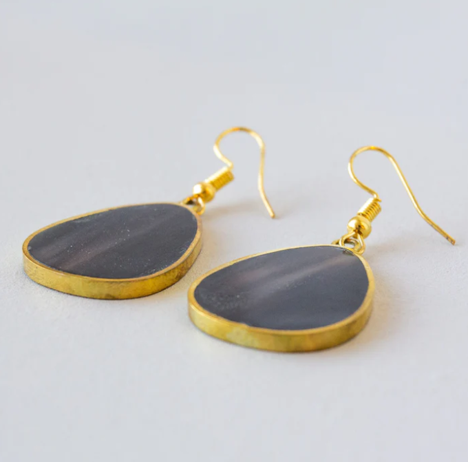 Earrings: #7862 Horn Oval Drop