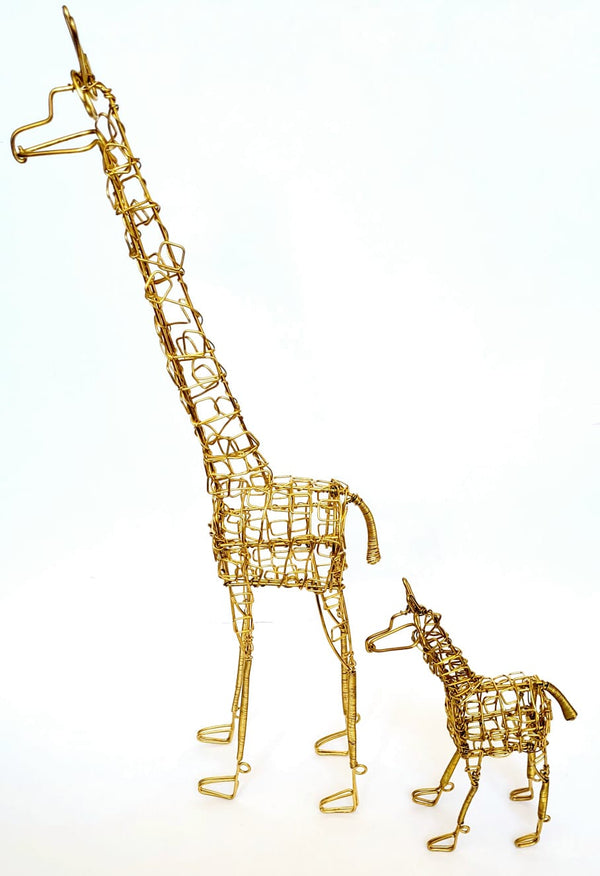 #9608 Aluminum Small, #9641 Brass Small, #9612 Aluminum Large, #9642 Brass Large Wire Giraffe Art