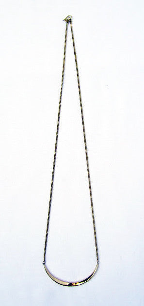 Necklace: #7667 Crescent Long Brass