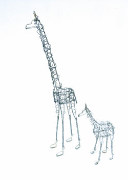 #9608 Aluminum Small, #9641 Brass Small, #9612 Aluminum Large, #9642 Brass Large Wire Giraffe Art