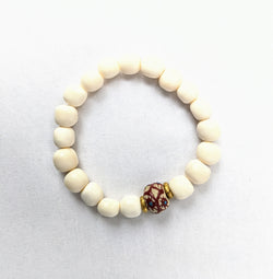 Bracelet: #7837 Trade Bead Bone Single Stretch