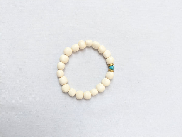 Bracelet: #7821 Turquoise Bead Bone Single Stretch
