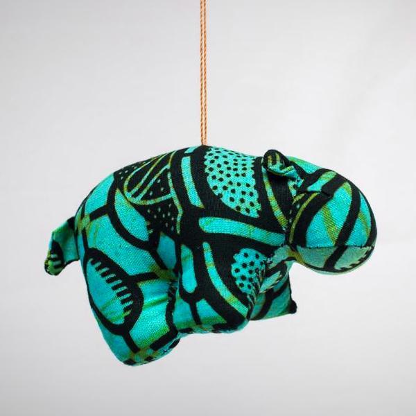 Ornament:  #4921 Kitenge Hippo