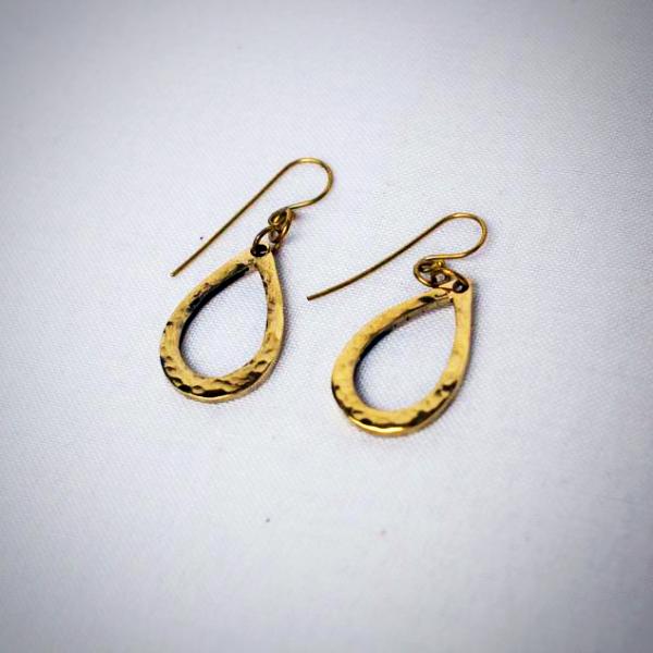 Earrings: #7759 Brass Hammered Tear Drop